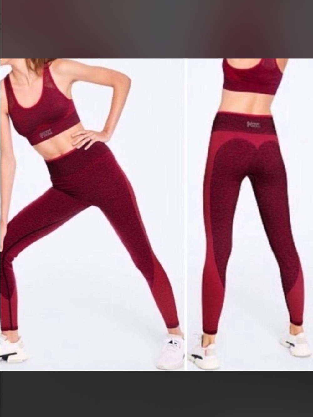 PINK Victoria’s Secret Red Seamless Leggings High Waisted Heart Contour Medium